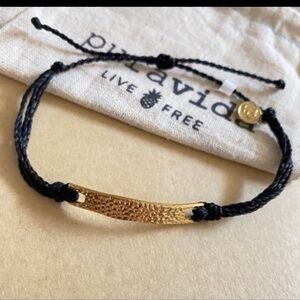 PURA VIDA Black Hammered Flat Gold Bar Bracelet NEW rare!